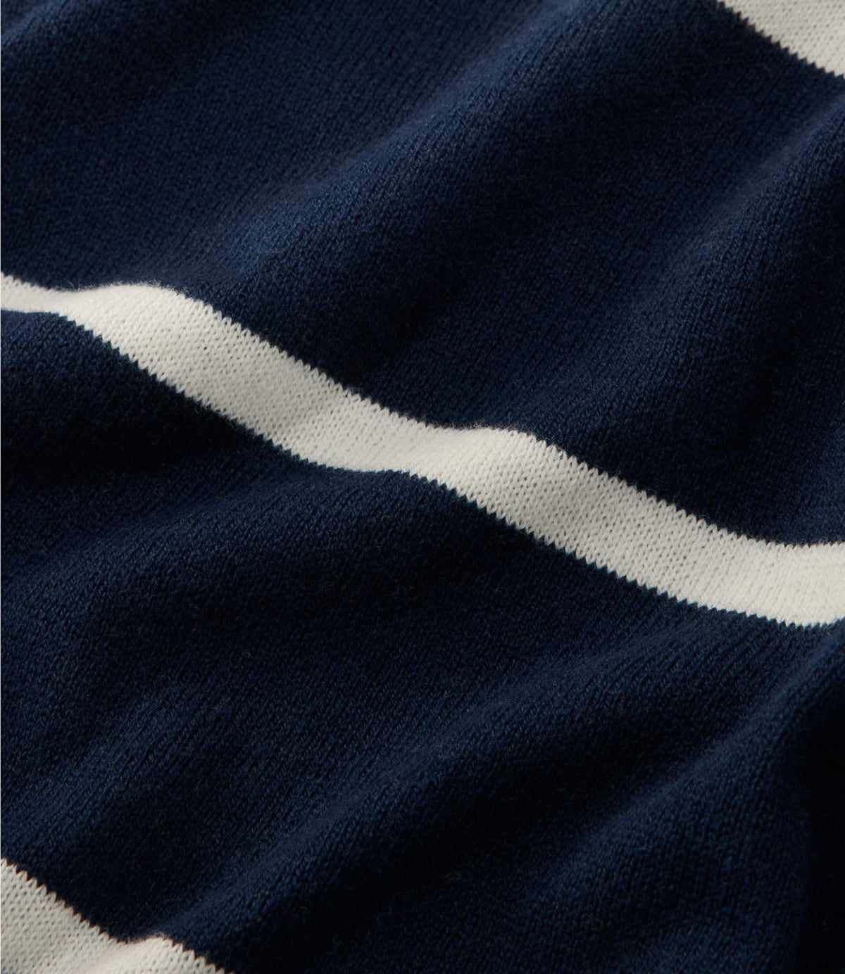 L.L.Bean Women's Cotton/Cashmere Sweater, Polo Stripe Classic Navy/Sea Salt Stripe