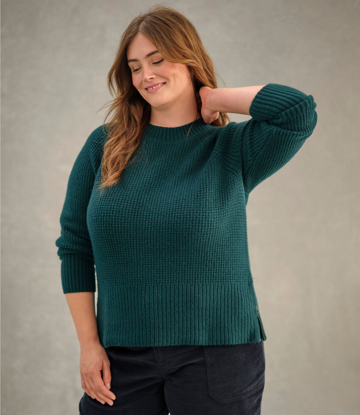 L.L.Bean Women's SuperSoft Waffle Sweater, Crewneck Blue Aster Heather