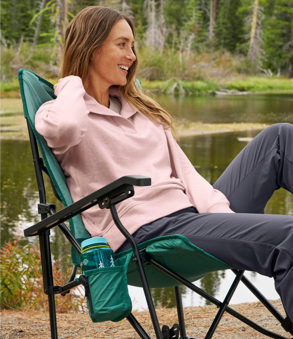 L.L.Bean Women's Bean's Cozy Splitneck Pullover Sweatshirt Deep Lake