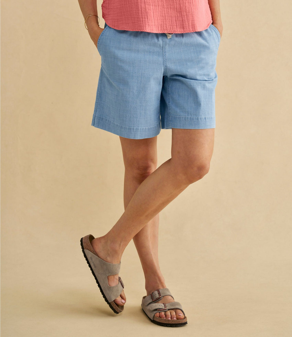 L.L.Bean Women's Lakewashed Dock Shorts, Mid-Rise Chambray Chambray
