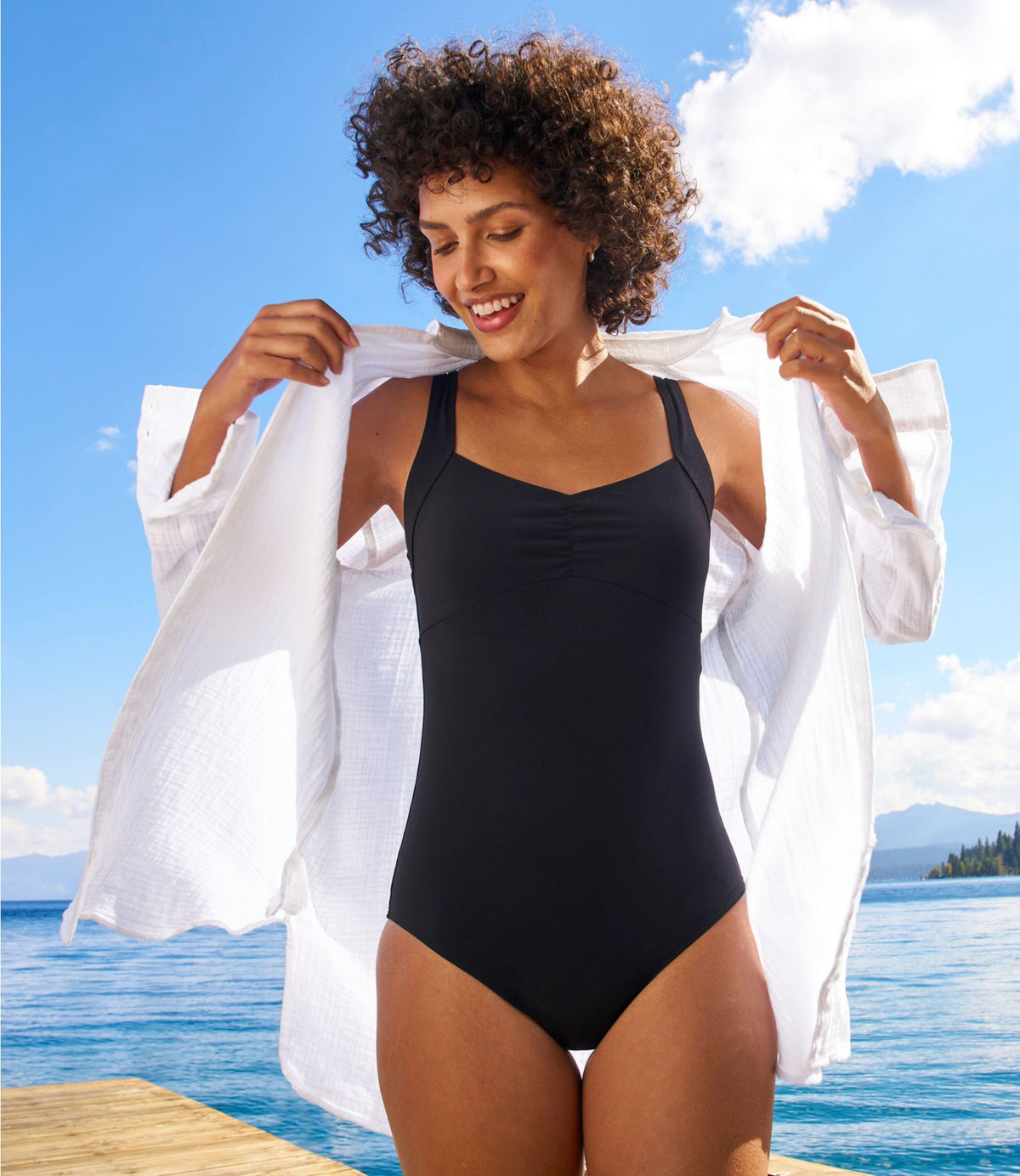 L.L.Bean Women's Shaping Sweetheart Tanksuit Black