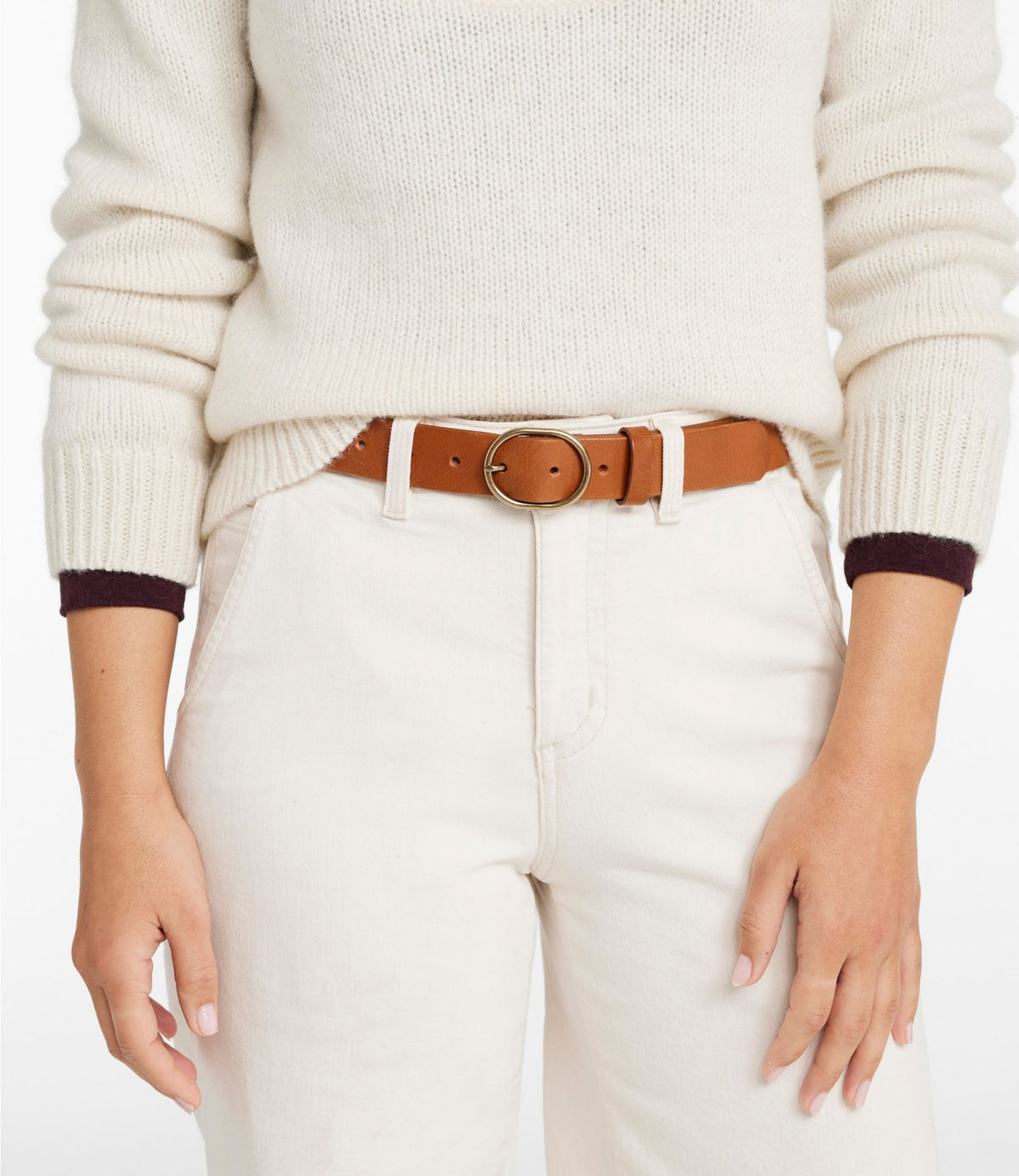 L.L.Bean Women's L.L.Bean Oval Buckle Belt Bean Boot Brown