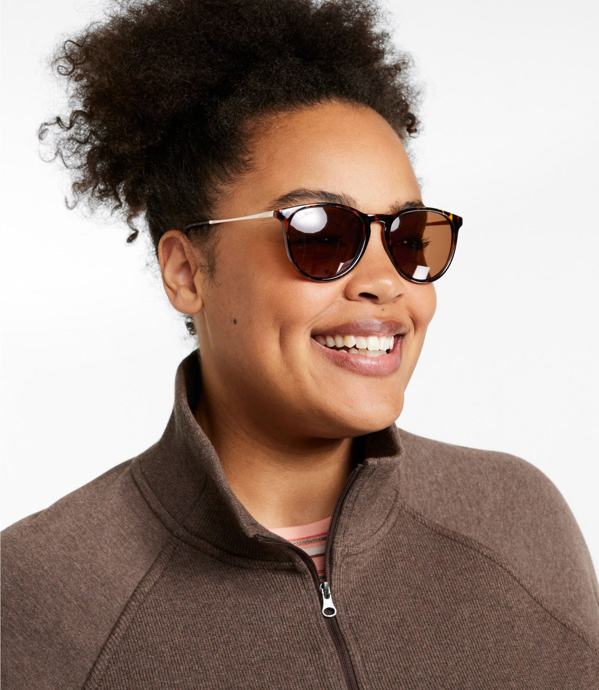 L.L.Bean Women's L.L.Bean East Side Polarized Sunglasses Shiny Demi with Gold/Brown
