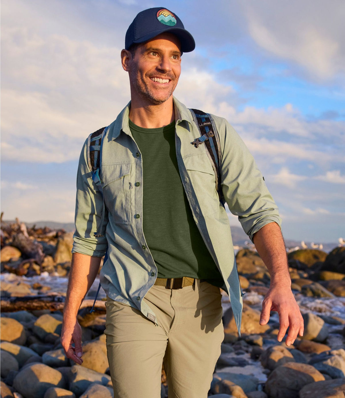 L.L.Bean Men's No Fly Zone Shirt, Long-Sleeve Deep Olive