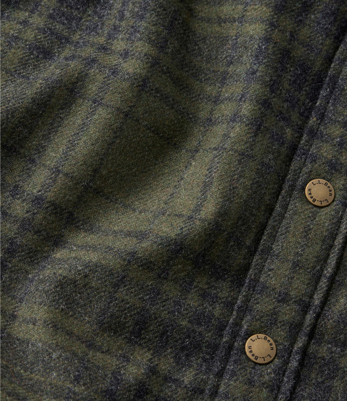 L.L.Bean Men's Maine Guide Lightweight Lined Wool Field Shirt, Plaid Forest Shade Plaid