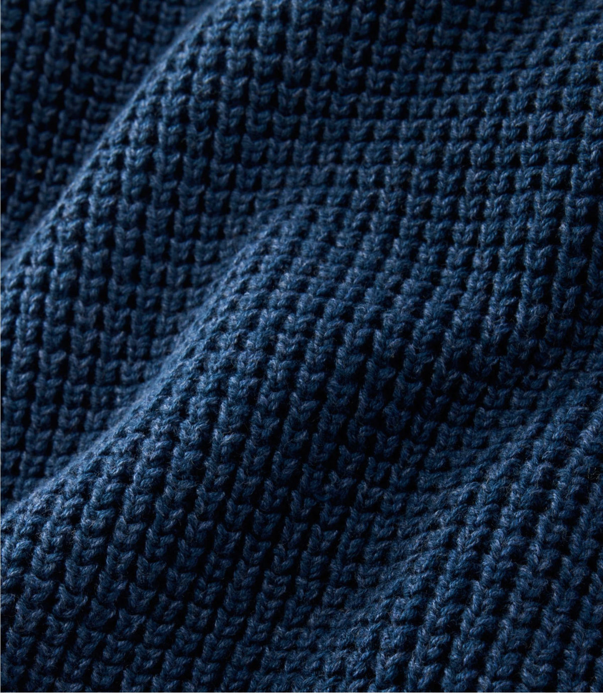 L.L.Bean Men's L.L.Bean Organic Cotton Waffle Sweater, Rollneck Crew Carbon Navy