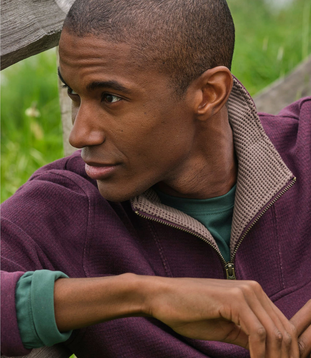 L.L.Bean Men's All Seasons Textured Sweats, Quarter-Zip Silver Birch Heather
