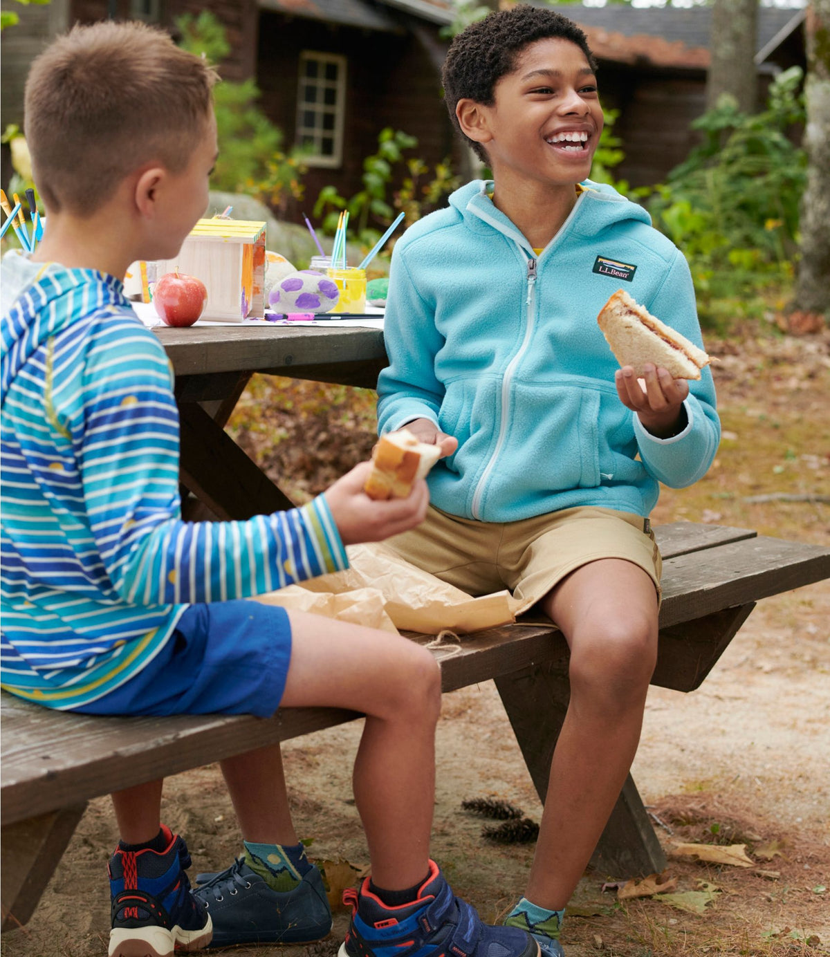 L.L.Bean Kids' Mountain Classic Fleece, Hooded Deep Lake