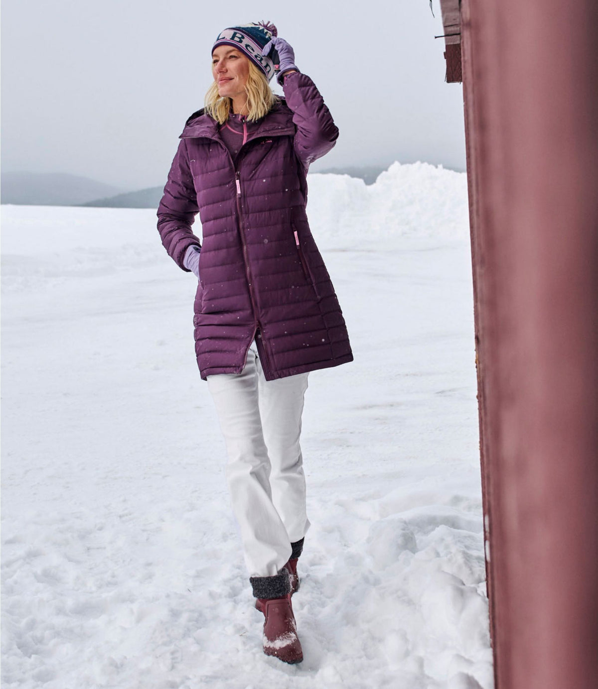 L.L.Bean Women's Access Down Hooded Coat Eggplant