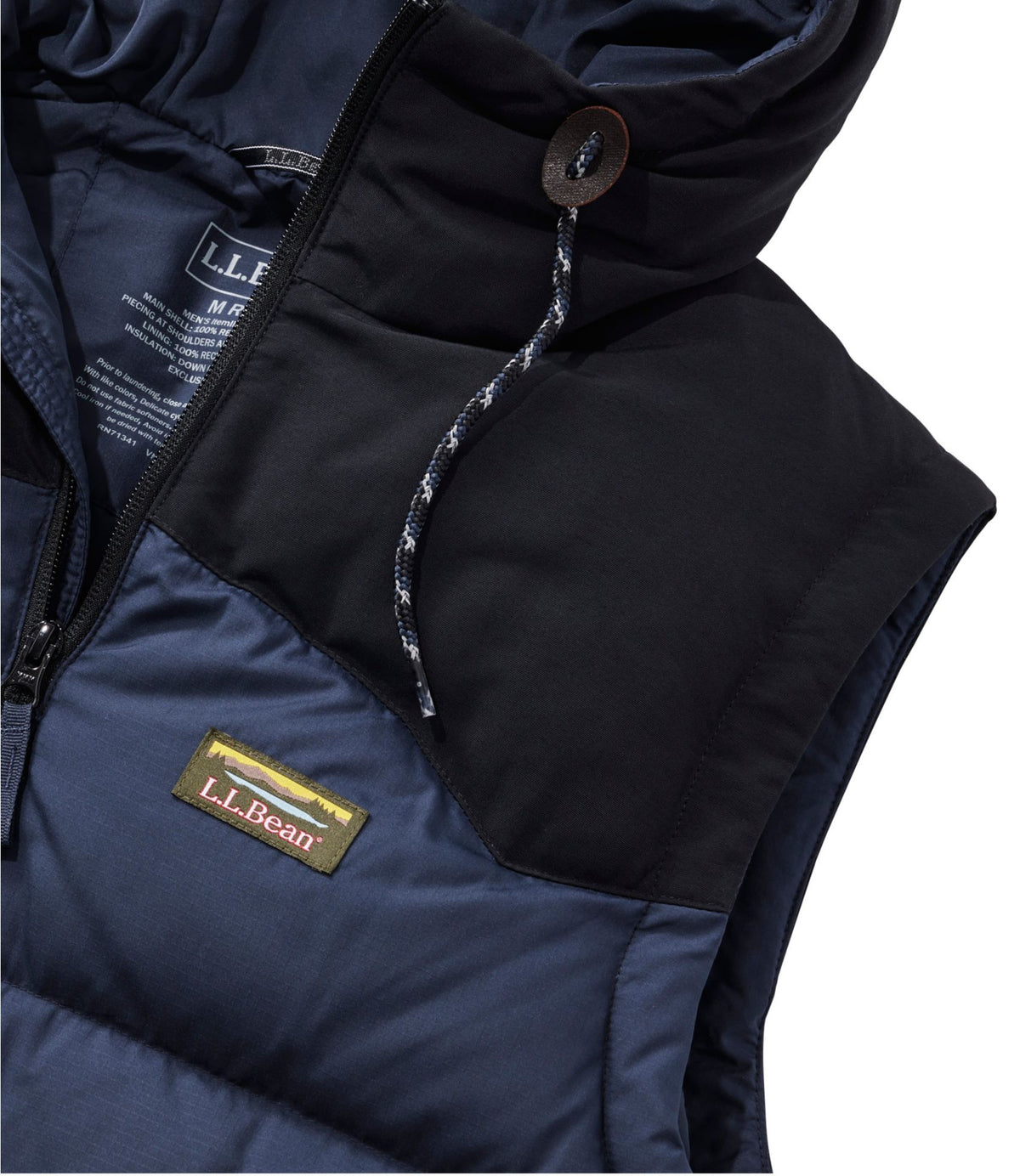L.L.Bean Men's Mountain Classic Hooded Down Vest Pinewood Green/Sandstone