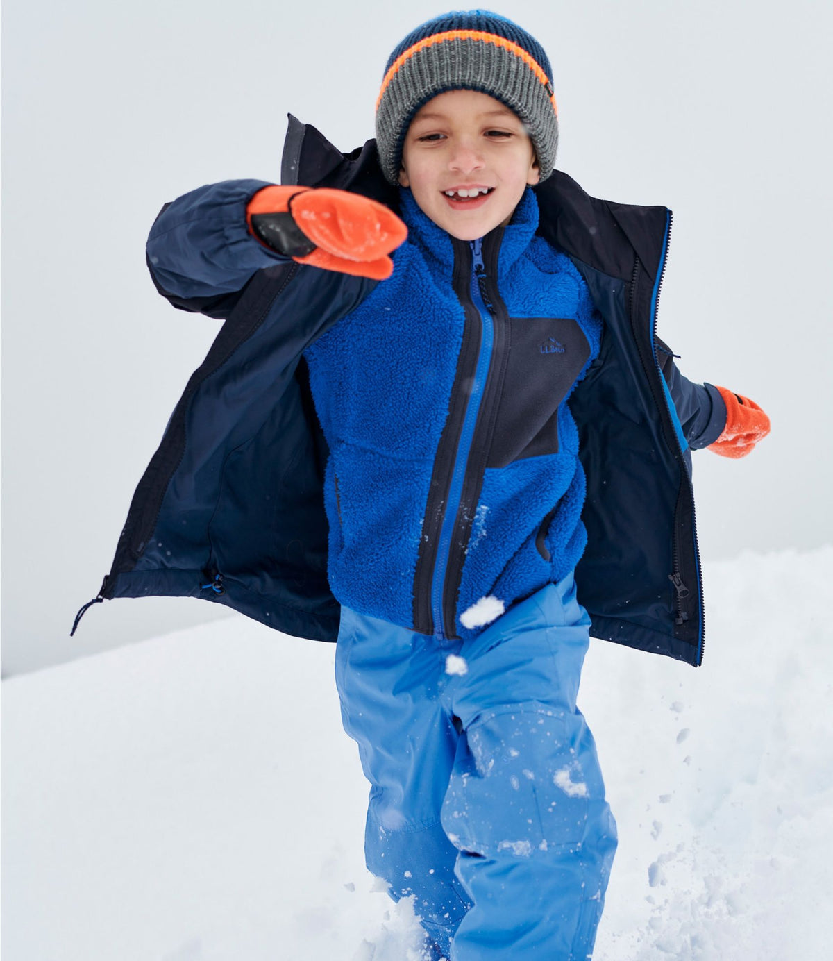 L.L.Bean Kids' Fleece-Lined 3-in-1 Jacket Iron/Graphite