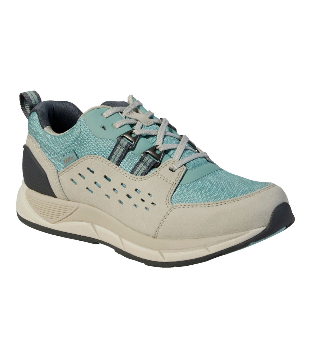 L.L.Bean Women's Bean's Comfort Fitness Walking Shoes, Waterproof Silver Birch/Smokey Blue
