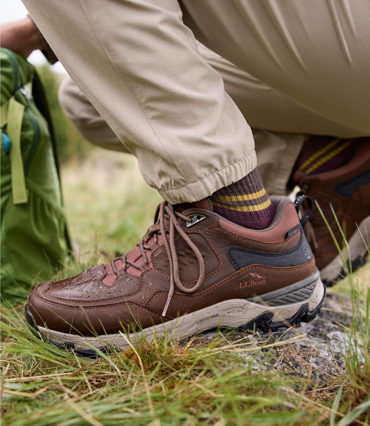 L.L.Bean Men's Trail Model X Waterproof Hiking Shoes, Leather Barley