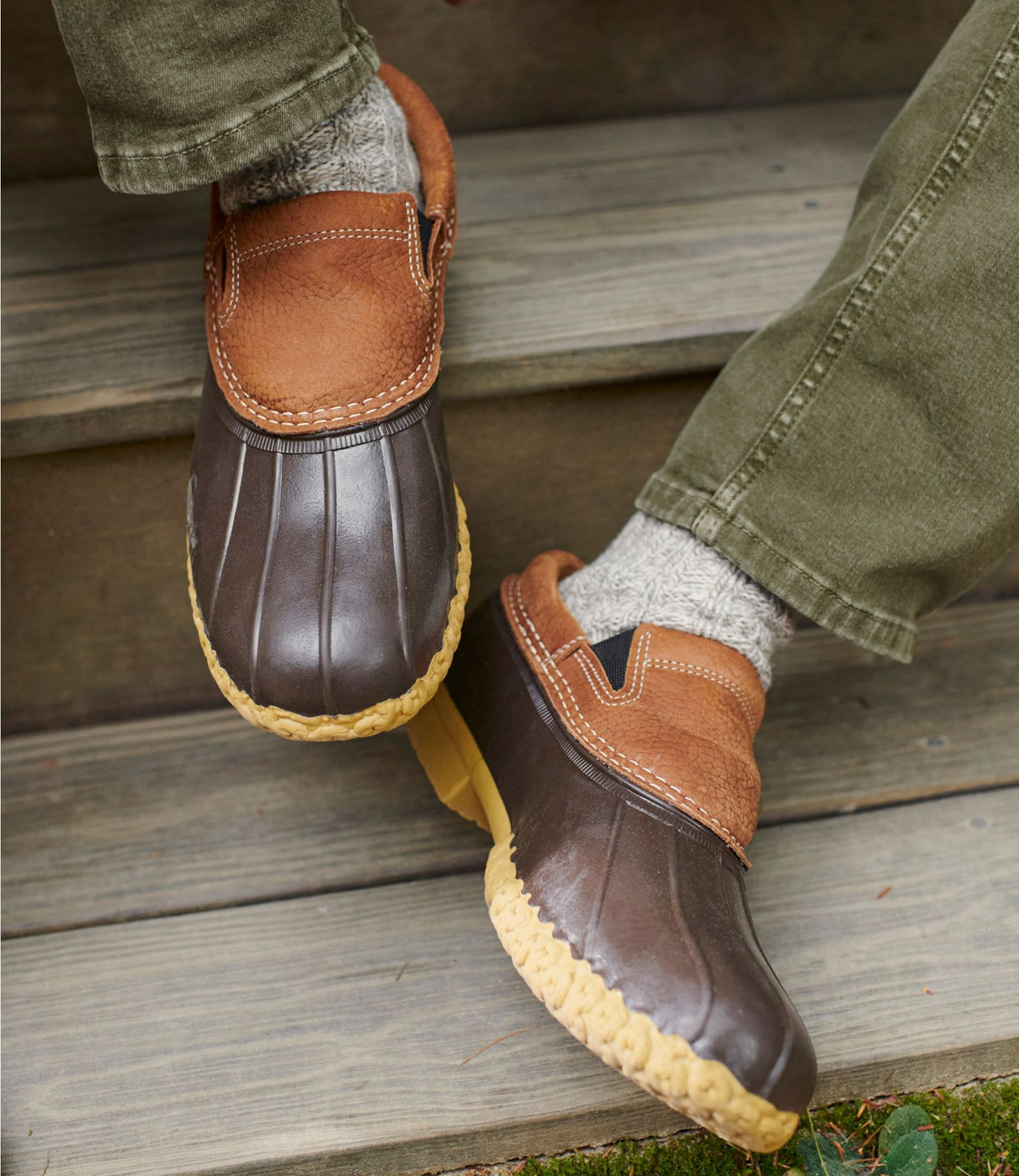 L.L.Bean Men's Bean Boots, Slip-On Rubber Mocs Allspice/Bean Boot Brown/Gum
