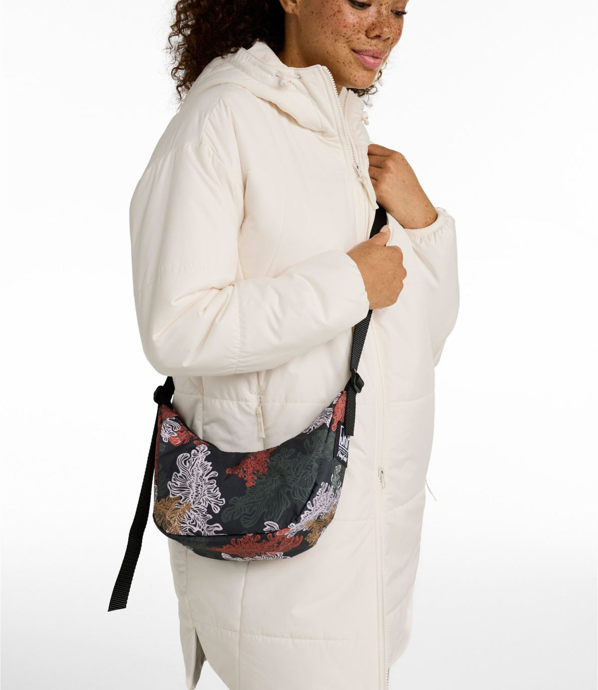 L.L.Bean Flowfold Cutler Crossbody Bag, Mini, Print Black Kelp