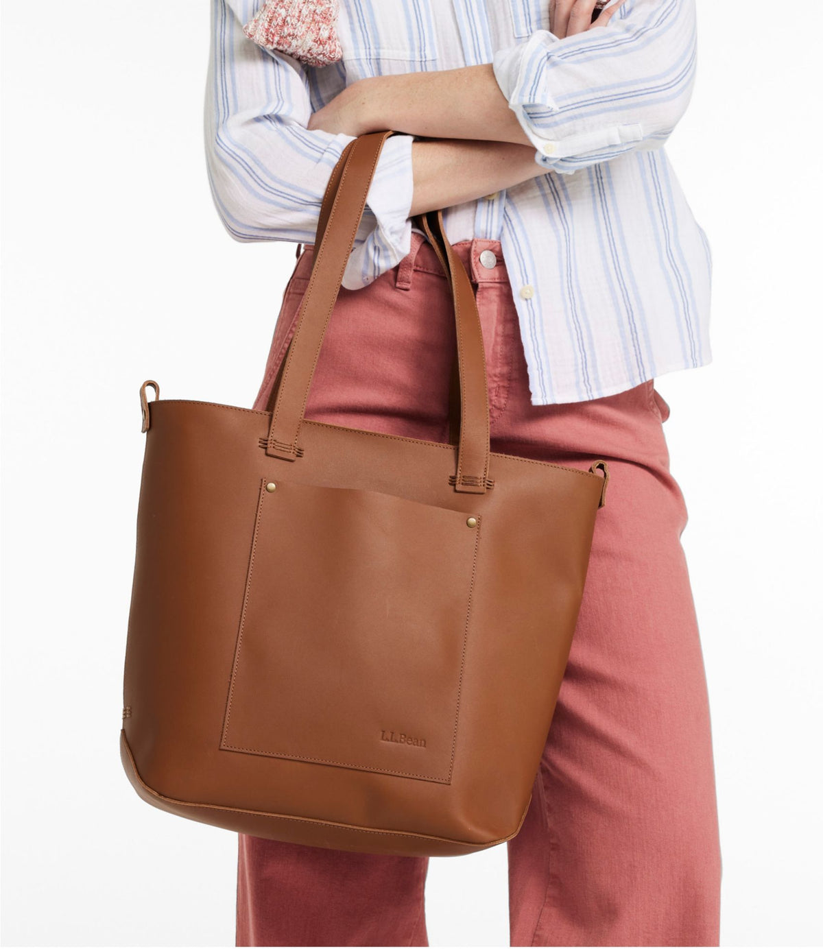 L.L.Bean 207 Leather Tote Warm Brown