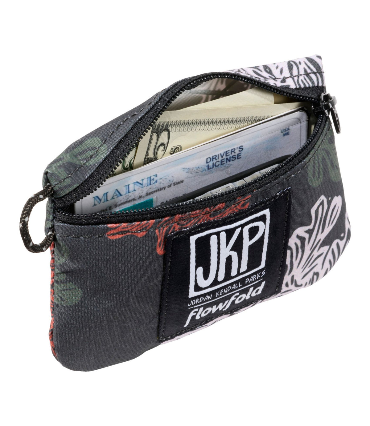 L.L.Bean Flowfold Essentialist Pouch, Print Black Kelp