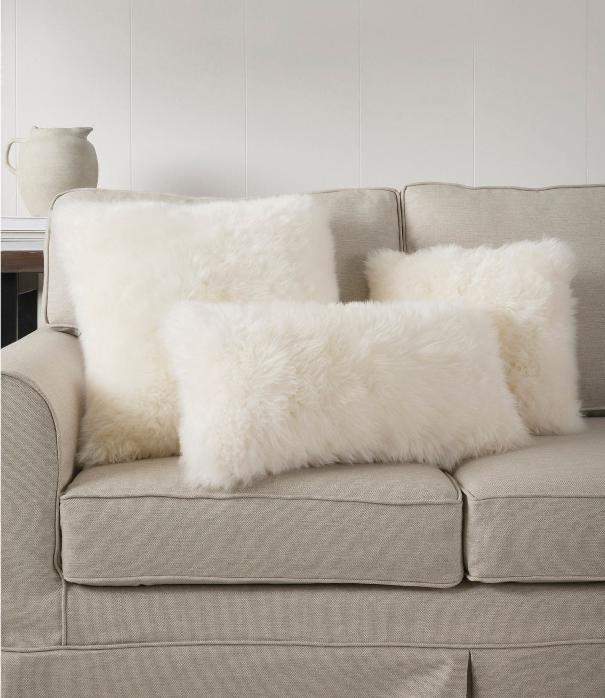 L.L.Bean Sheepskin Throw Pillow, 20" x 20" Ivory