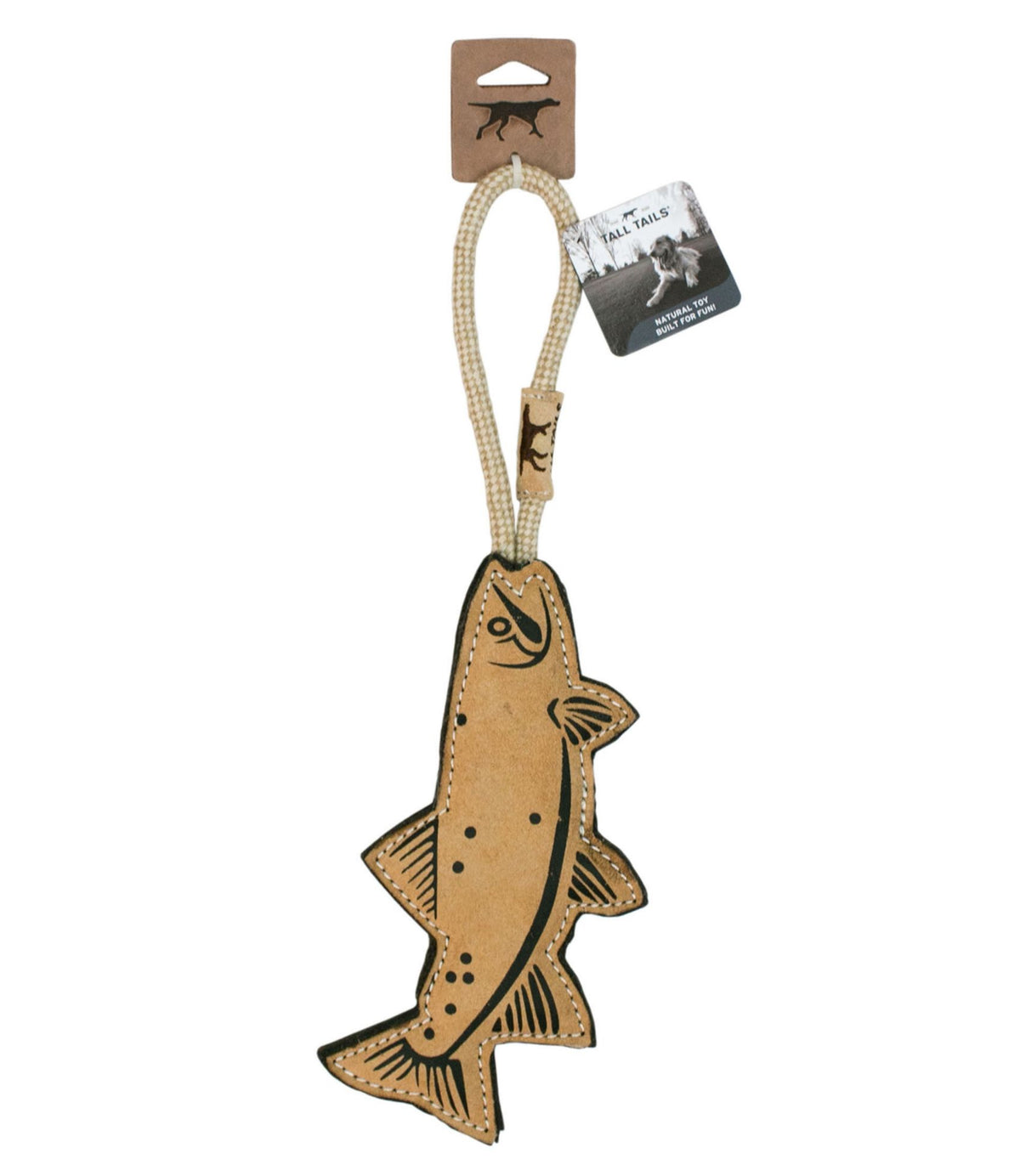 L.L.Bean Natural Leather and Wool Fish Dog Tug Toy Natural