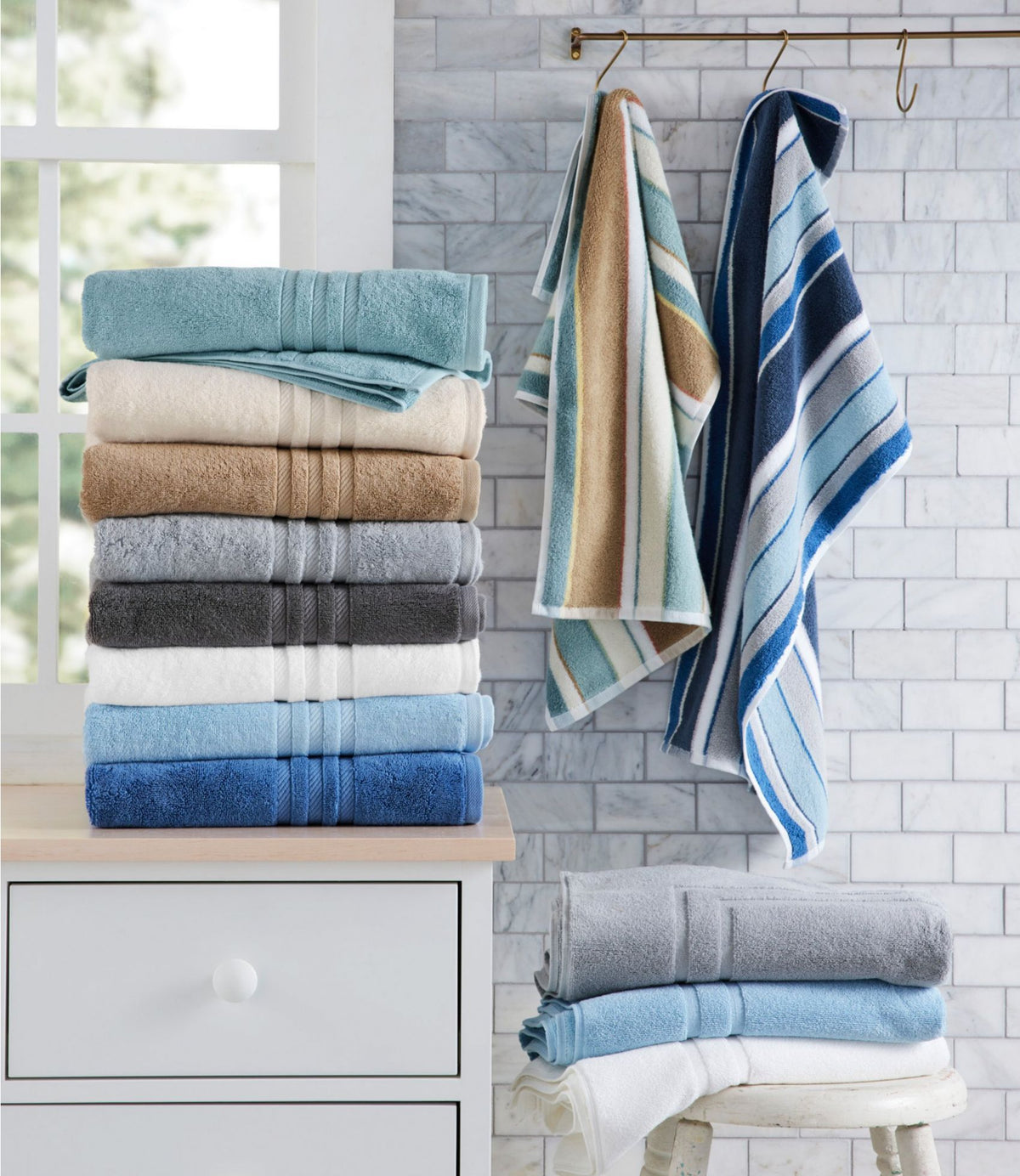 L.L.Bean Bean's Organic Cotton Towel Bath Mat Blue Quartz