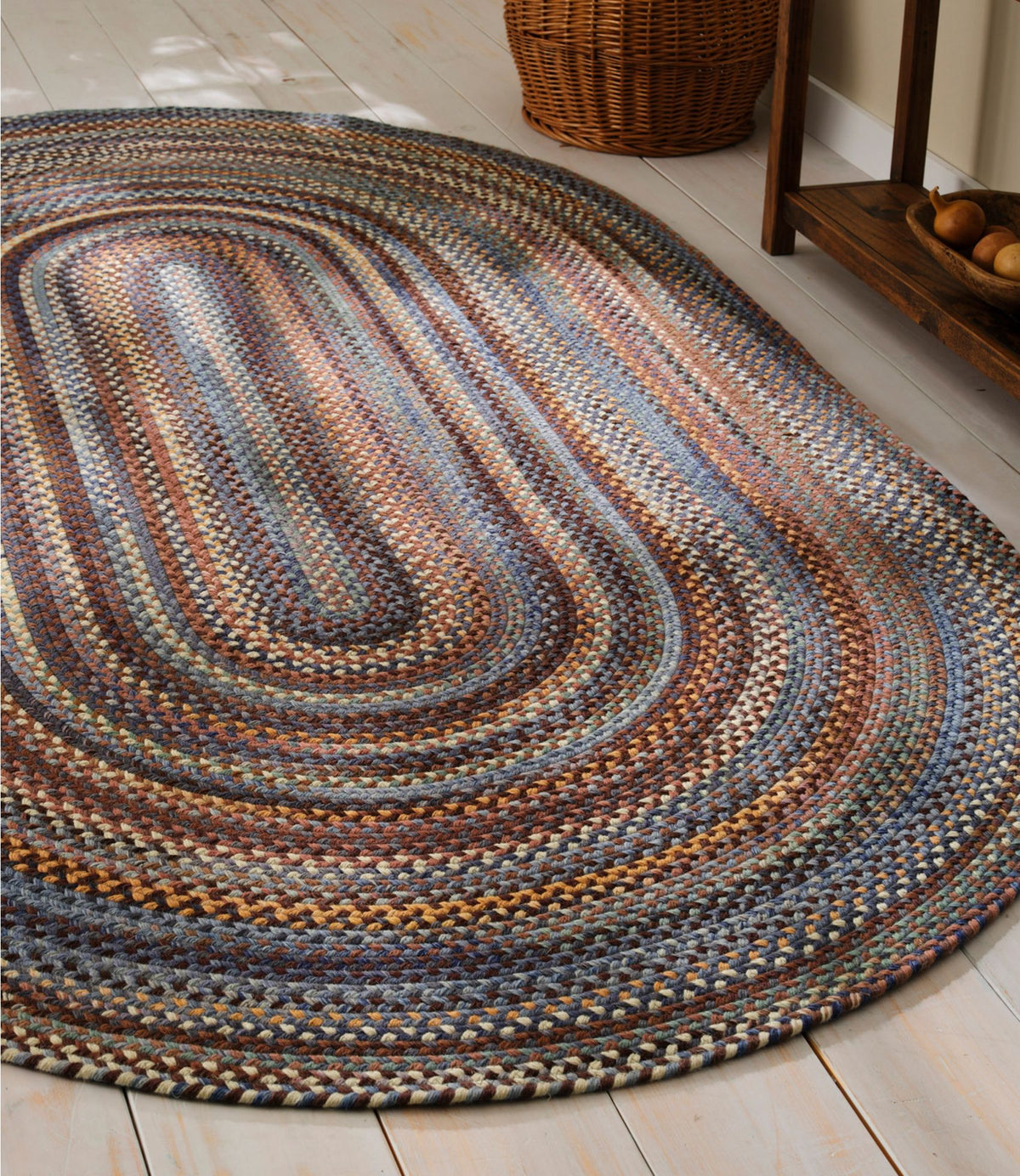 L.L.Bean L.L.Bean Braided Wool Rug, Oval Burnt Sienna Multi