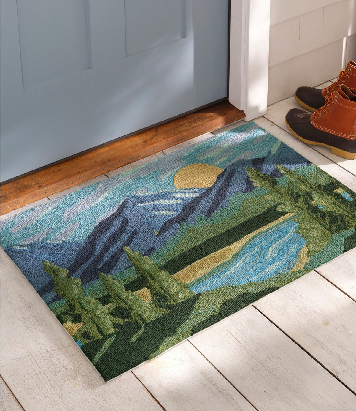L.L.Bean Indoor/Outdoor Vacationland Rug, Mountain Horizon Multi