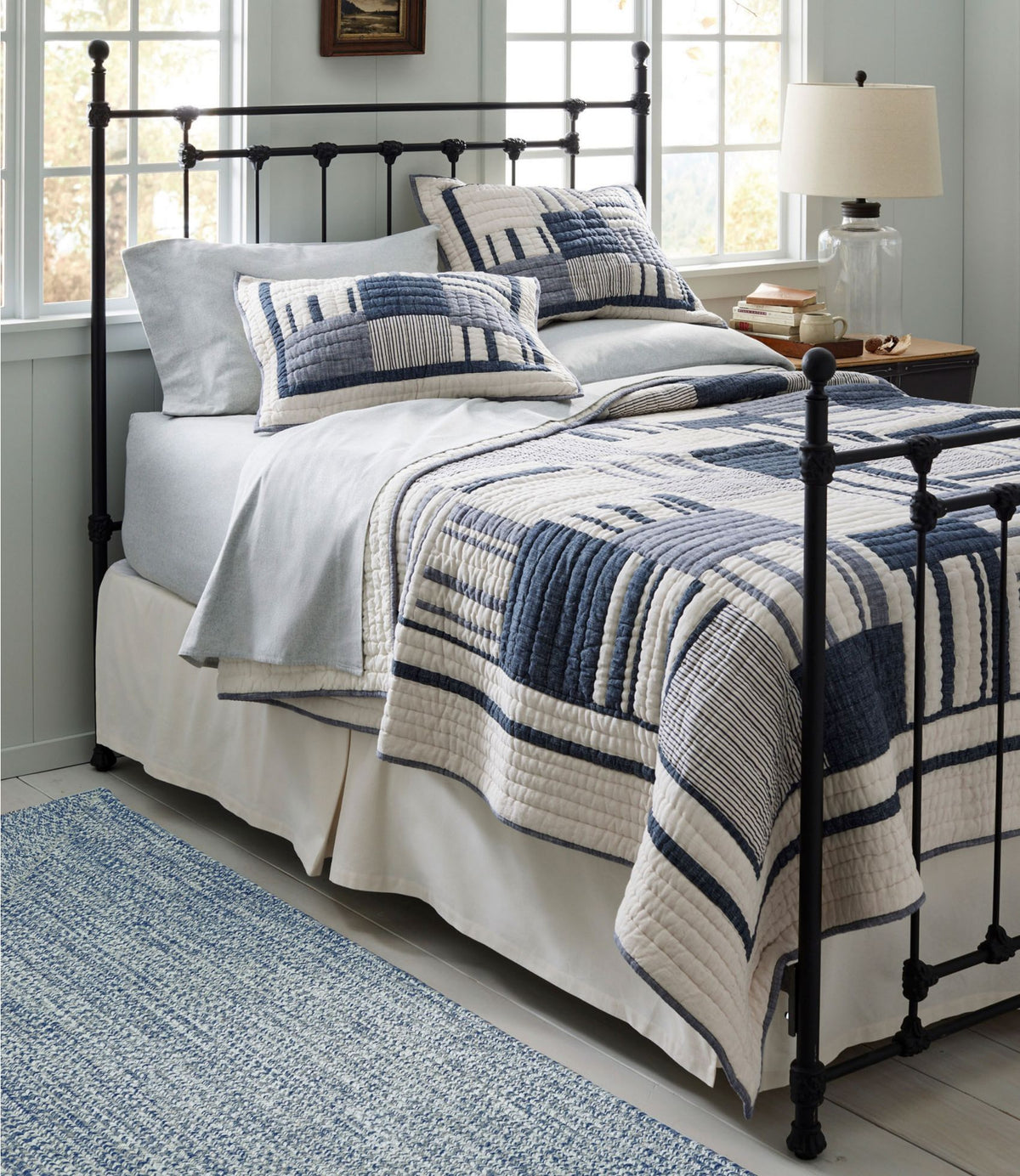 L.L.Bean All-Weather Braided Rug, Concentric Pattern Rectangular Indigo Multi