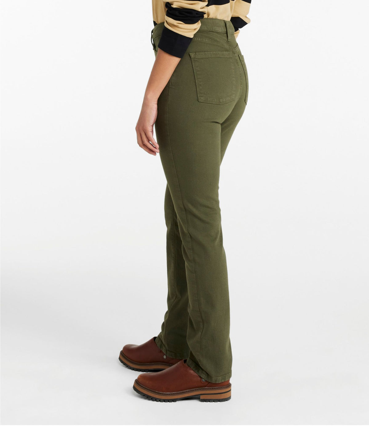 L.L.Bean Women's True Shape Jeans, High-Rise Slim-Leg Colors Kelp Green