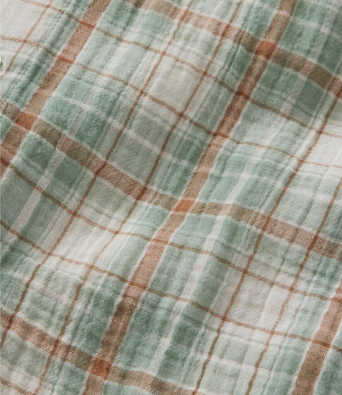 L.L.Bean Men's Cloud Gauze Shirt, Short-Sleeve, Slightly Fitted Untucked Fit, Plaid Faded Orange