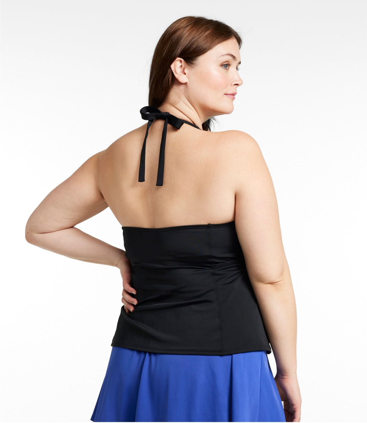 L.L.Bean Women's BeanSport Swimwear, Halter Tankini Top Black