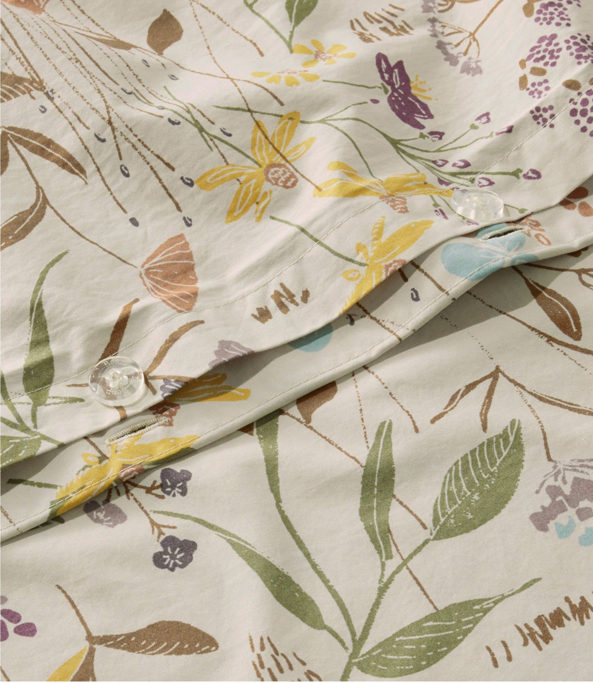 L.L.Bean Birch Floral Percale Comforter Cover Collection Silver