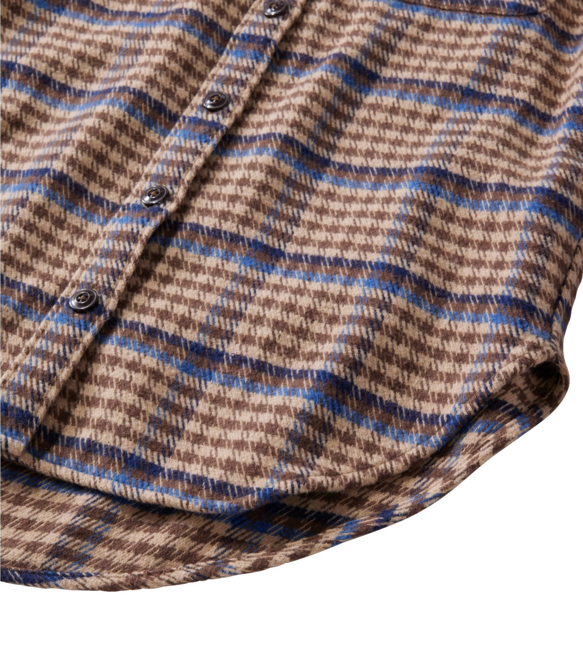 L.L.Bean Women's Signature 1933 Collarless Chamois Tunic, Plaid Birch Brown Houndstooth