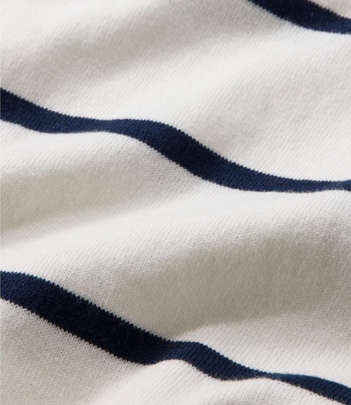 L.L.Bean Women's Cotton/Cashmere Sweater, V-Neck Stripe Khaki/Sea Salt Stripe