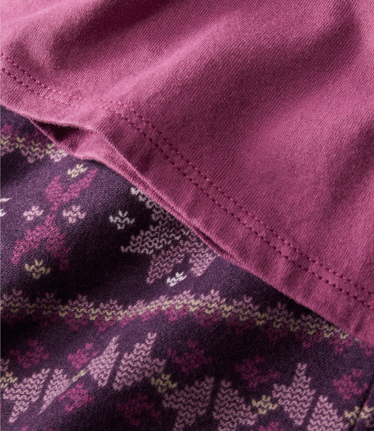 L.L.Bean Women's L.L.Bean Camp PJ Set Deep Rosewood Festive Scene