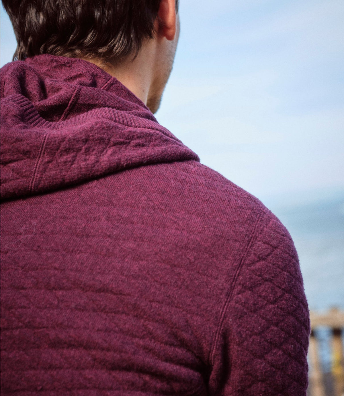 L.L.Bean Men's Quilted Hoodie Sweater Blue Water