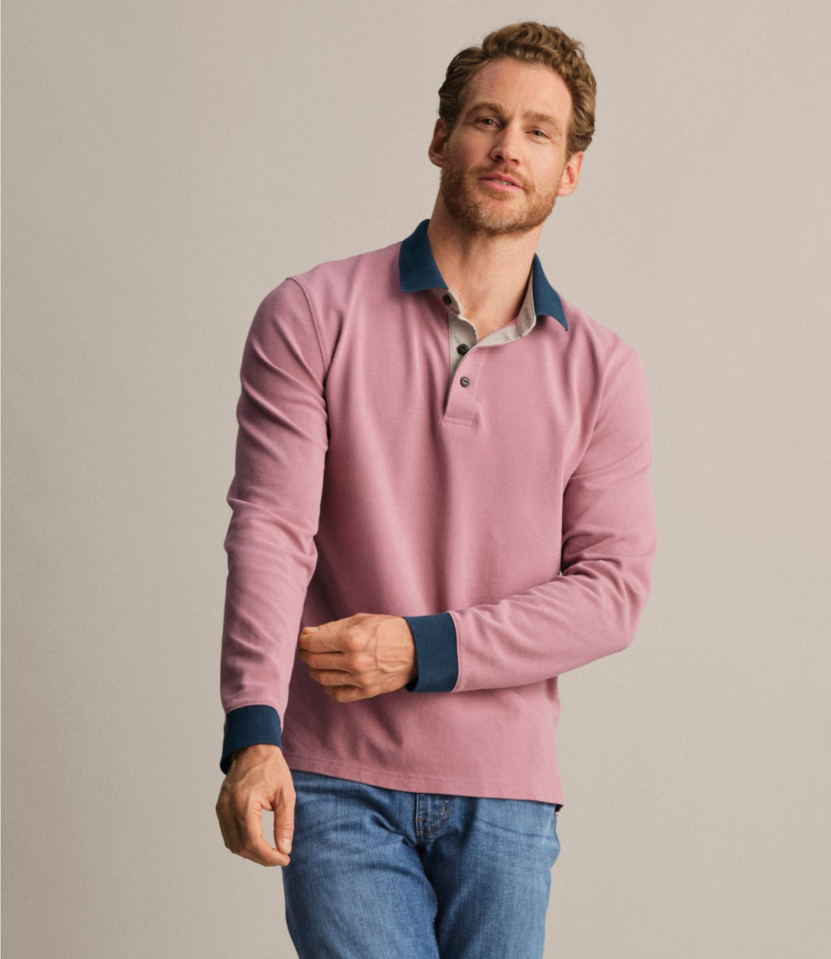 L.L.Bean Men's Casco Bay Rugged Polo, Long-Sleeve Deep Lake