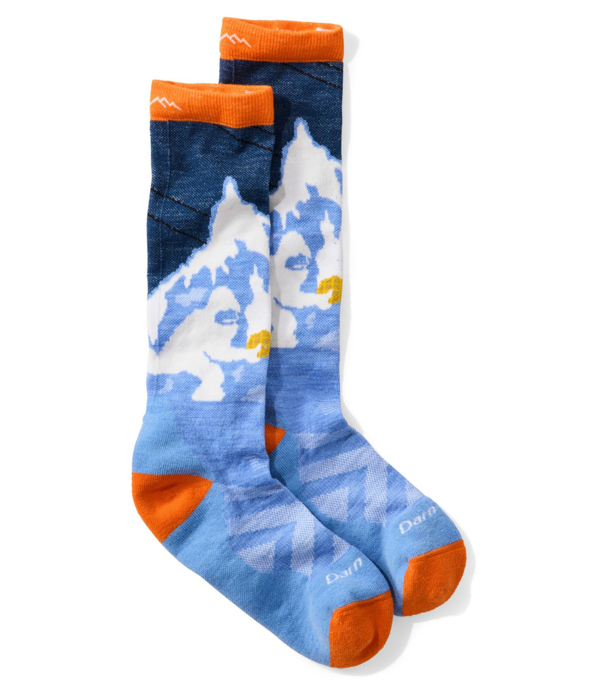 L.L.Bean Kids' Darn Tough Over-the-Calf Midweight Ski Socks, Little Yeti Midnight