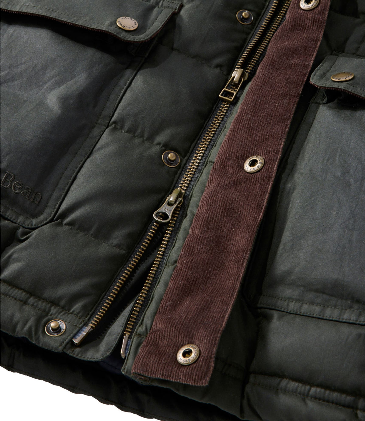 L.L.Bean Men's Upcountry Waxed Down Hooded Jacket Coffee Bean