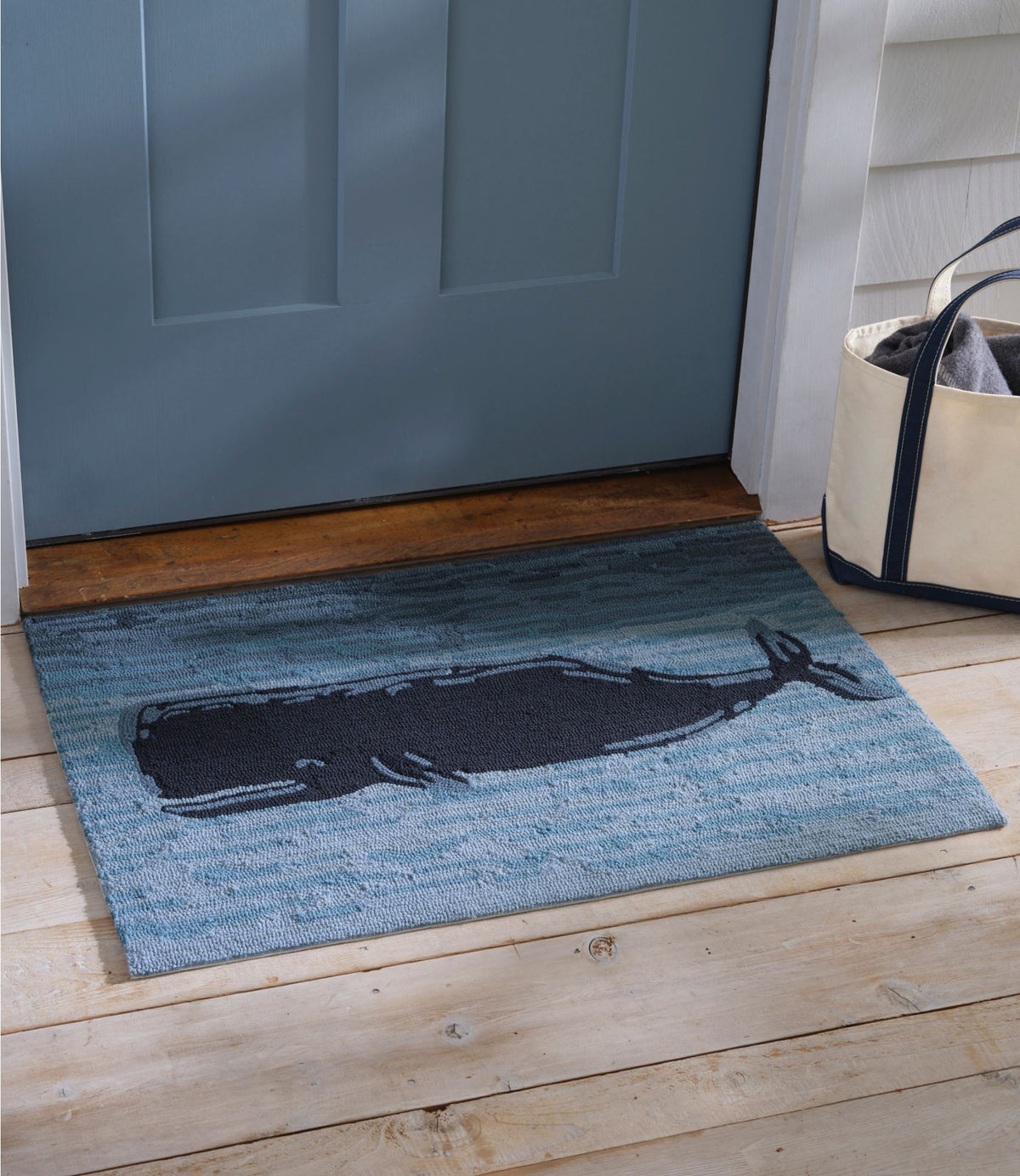 L.L.Bean Indoor/Outdoor Vacationland Rug, Coastal Whale Multi