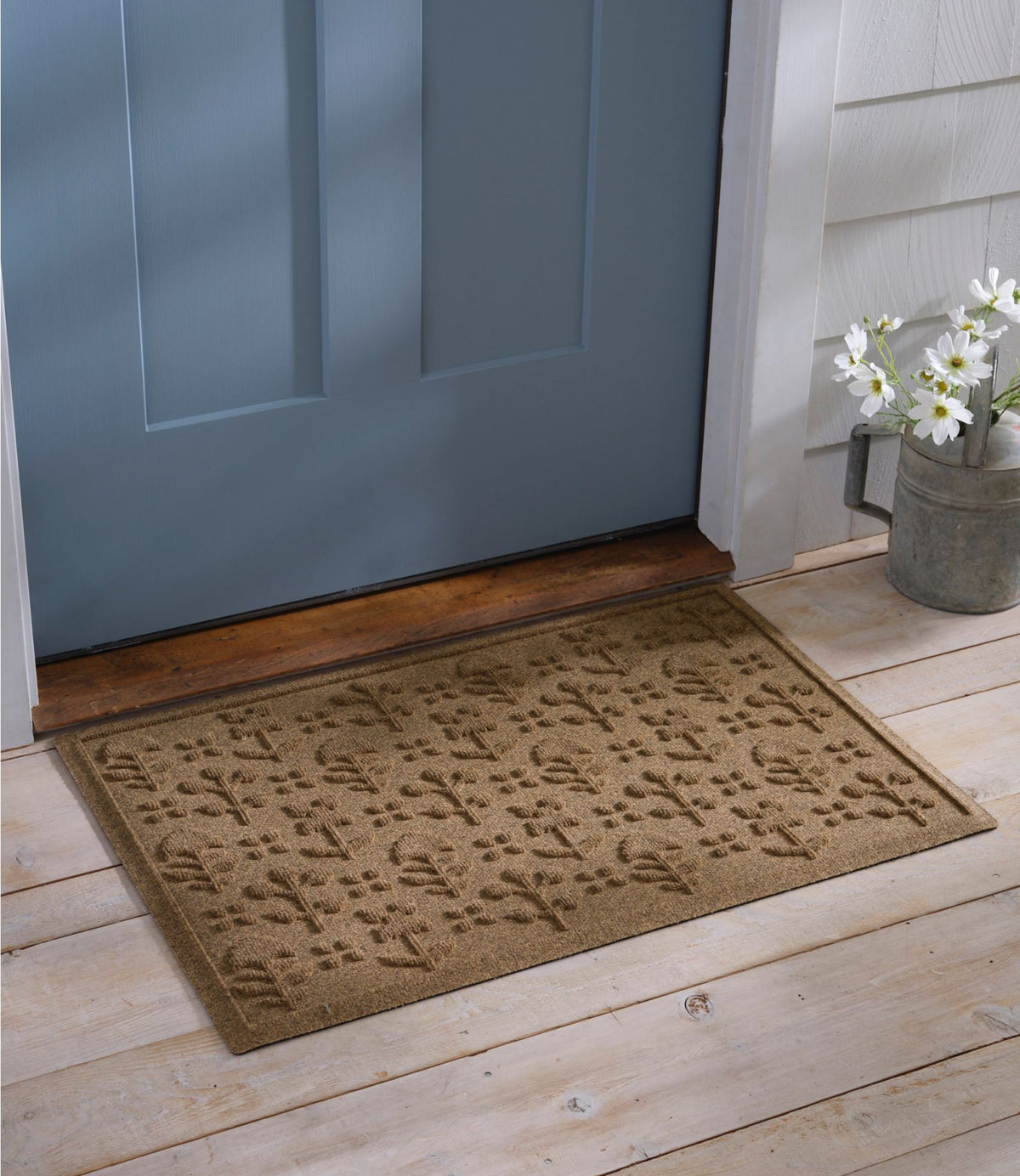 L.L.Bean Everyspace Recycled Waterhog Doormat, Botanical Floral Bluestone