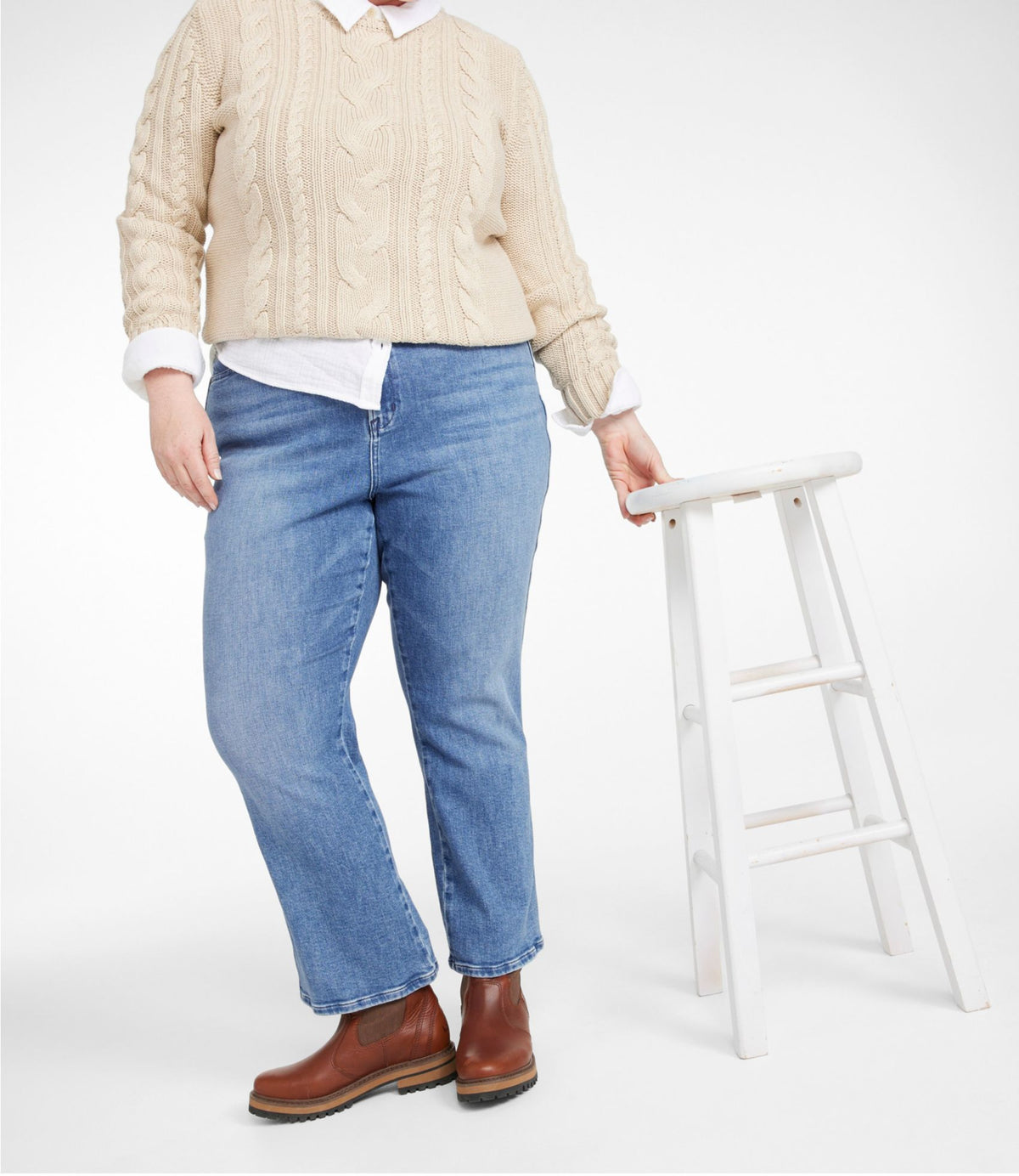 L.L.Bean Women's L.L.Bean Everyday Stretch Jeans, High-Rise Mini Bootcut Ankle Authentic Bright Wash