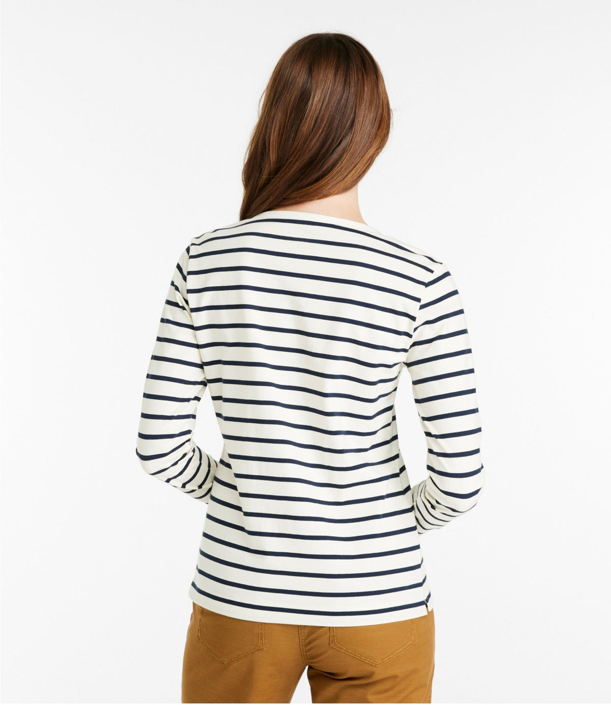L.L.Bean Women's Signature Rangeley Cotton Tee, Henley Navy Scenic