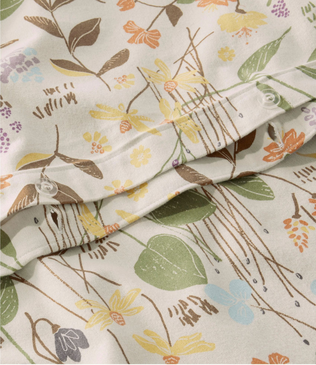 L.L.Bean Birch Floral Flannel Comforter Cover Collection Silver