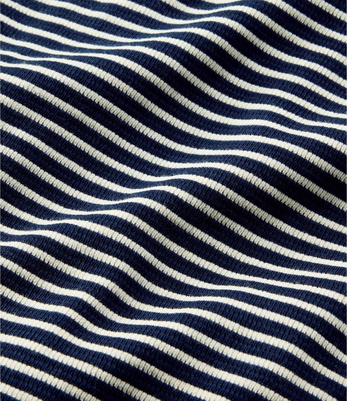 L.L.Bean Women's Waffle-Knit Top, Long-Sleeve Jewelneck Stripe Classic Navy/Cream