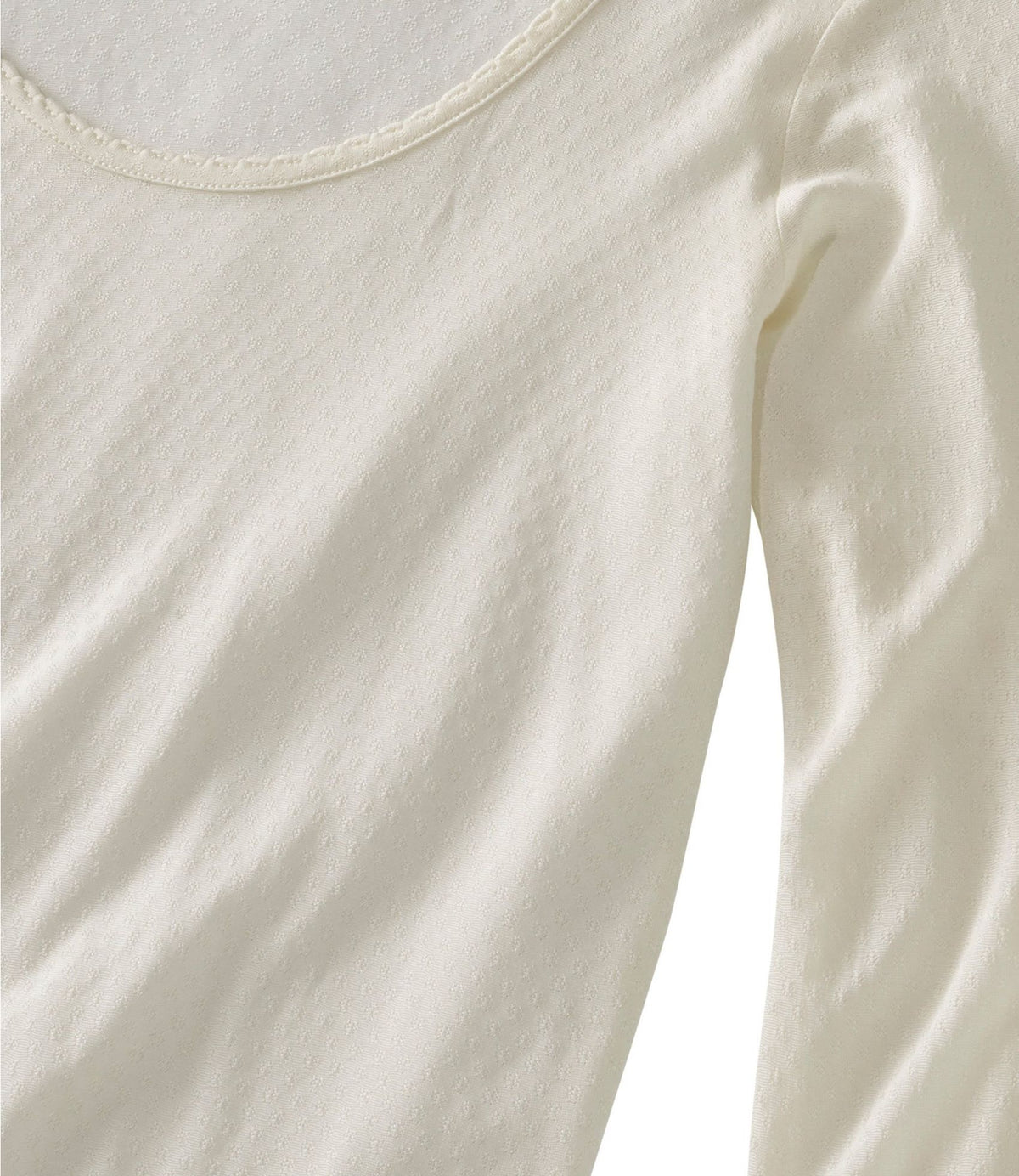 L.L.Bean Women's Silk Pointelle, Long-Sleeve Scoopneck Cream