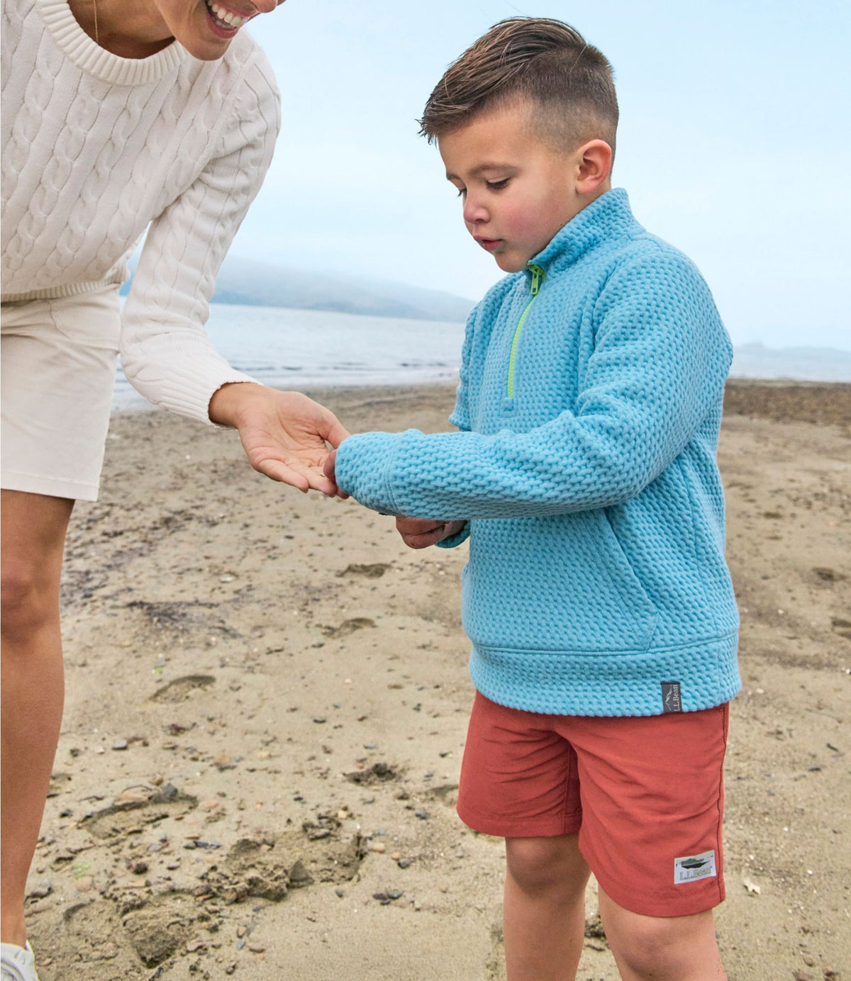 L.L.Bean Kids' Ridgeknit Pullover, Glow-in-the-Dark Quarter-Zip Antique Lilac