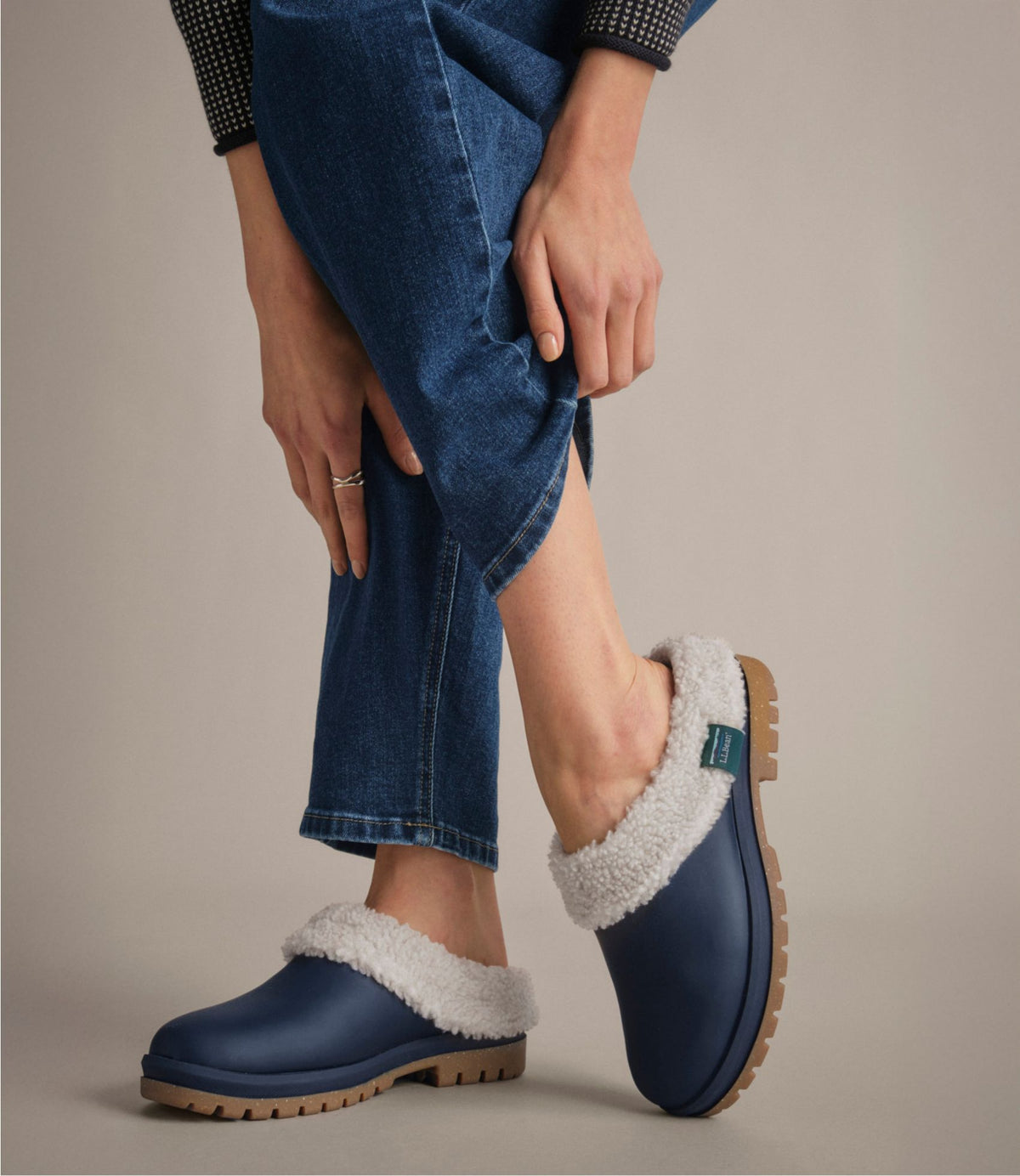 L.L.Bean Women's Rugged Winter Wellie® Clogs Carbon Navy