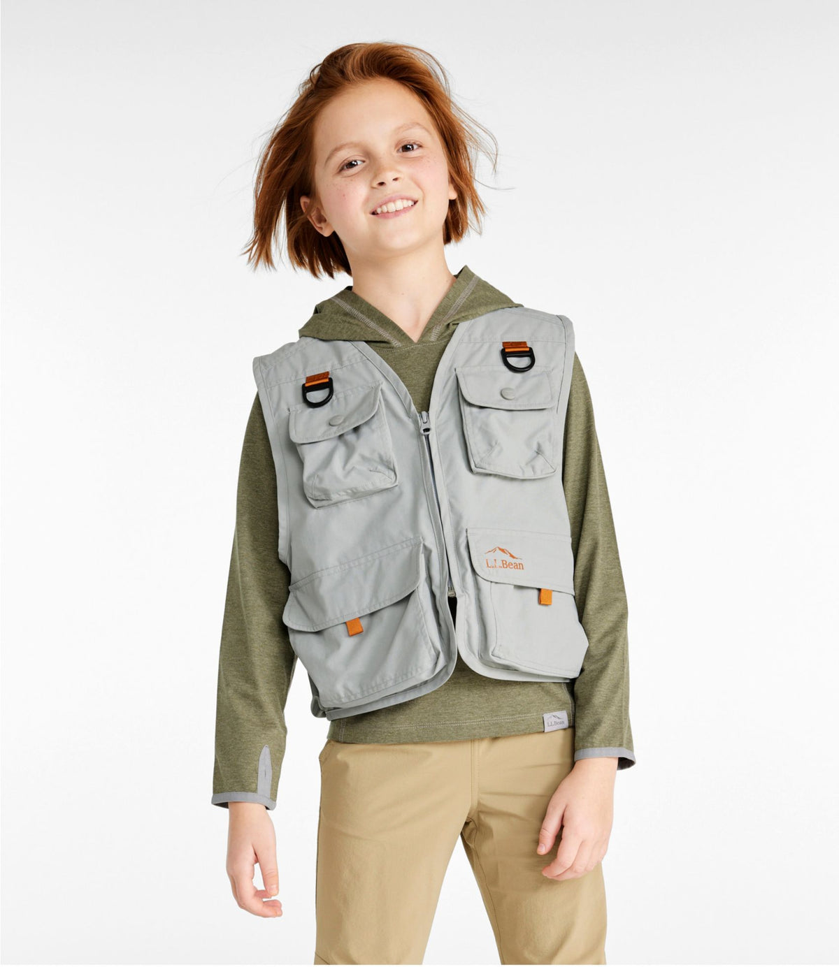 L.L.Bean Kids' Emerger Fishing Vest Anchor Gray