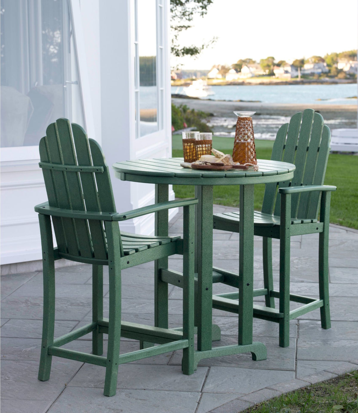 L.L.Bean All-Weather Counter-Height Table, 36" Round Green