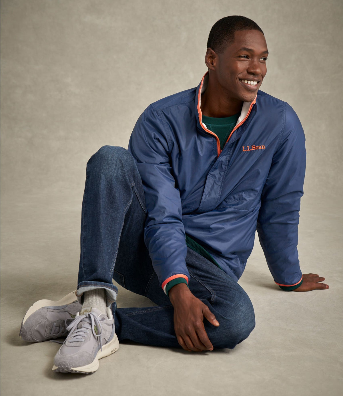 L.L.Bean Men's Bean's Classic Reversible Anorak Cherry Tomato/Iron